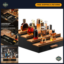 Men's Cologne Organizer - 4-Tier Perfume Display Shelf with Drawer Storage, Grea
