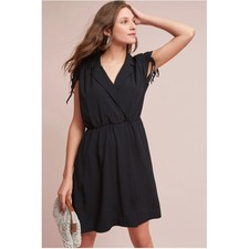 Anthropologie Maeve Carlotta Ruched Shirtdress Black NWT Women's Large