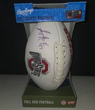 AJ Hawk Ohio State #47 Signed Autographed Football Embroidered Logo Buckeyes