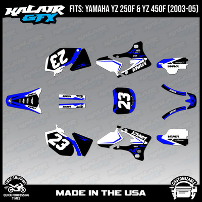 Graphics Kit for Yamaha YZ250F and YZ450F (2003-2005) Evader Series - Blue