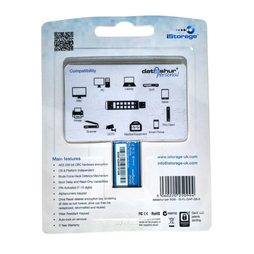 iStorage datAshur Personal 8GB PIN Secure USB Drive New Sealed - FREE SHIPPING - 第 2/3 張圖片