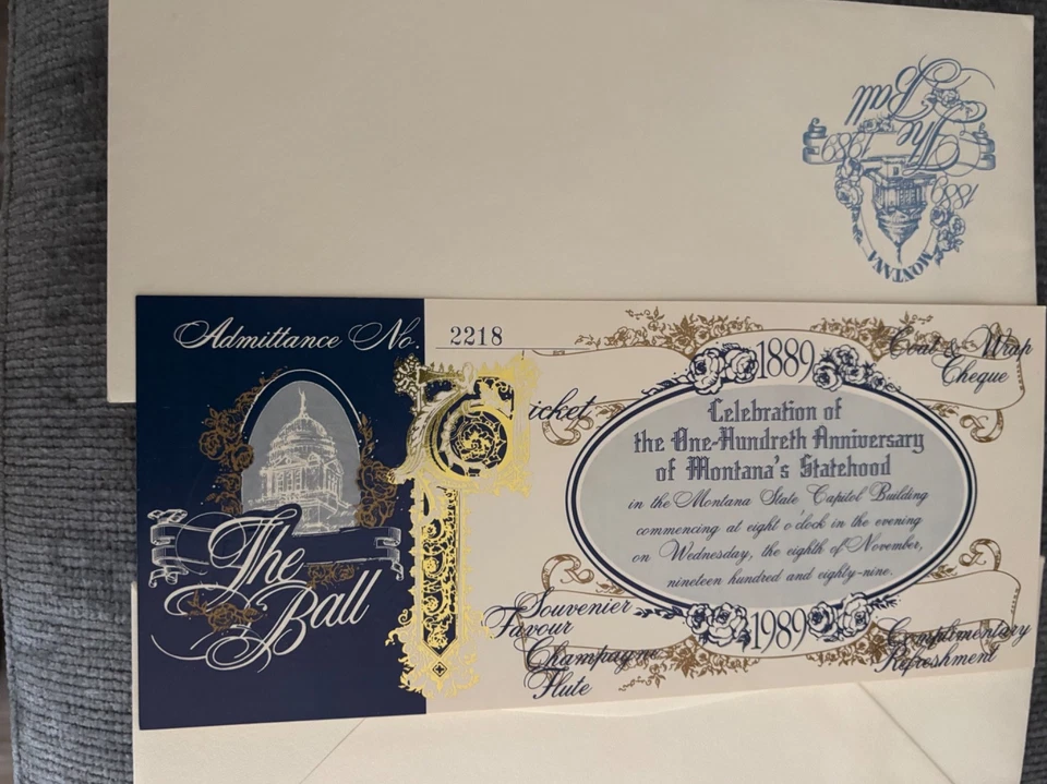 Flautas, boletos y programa vintage 1989 Montana Centennial Ball Foto 2 de 4