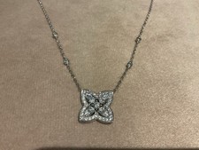 2.51 Carat Lab Diamond Pear Necklace 18 inch Platinum Plated 925 Lotus Flower