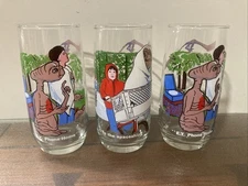 Vintage 1982 AAFES Extra-Terrestrial ET Collector Glasses Lot of 3