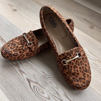 Cliffs White Mountain Women's Shoes 9 W Slip On Loafer Cheetah Print Work