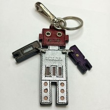 Prada Saffiano Leather Robot Keychain Multi Color Key Ring Bag Charm
