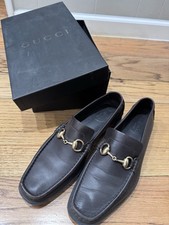 Vintage Gucci Horsebit Loafers Womens 8.5 B Brown Leather Italy w/ Box