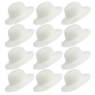 12 Pcs Handmade Blank Straw Hat Children's Cowgirl Hats Outdoor Sun