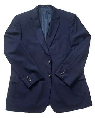 Saddlebred Performance Wool Sport Coat 48L Navy Gold 2 Button Classic Preppy