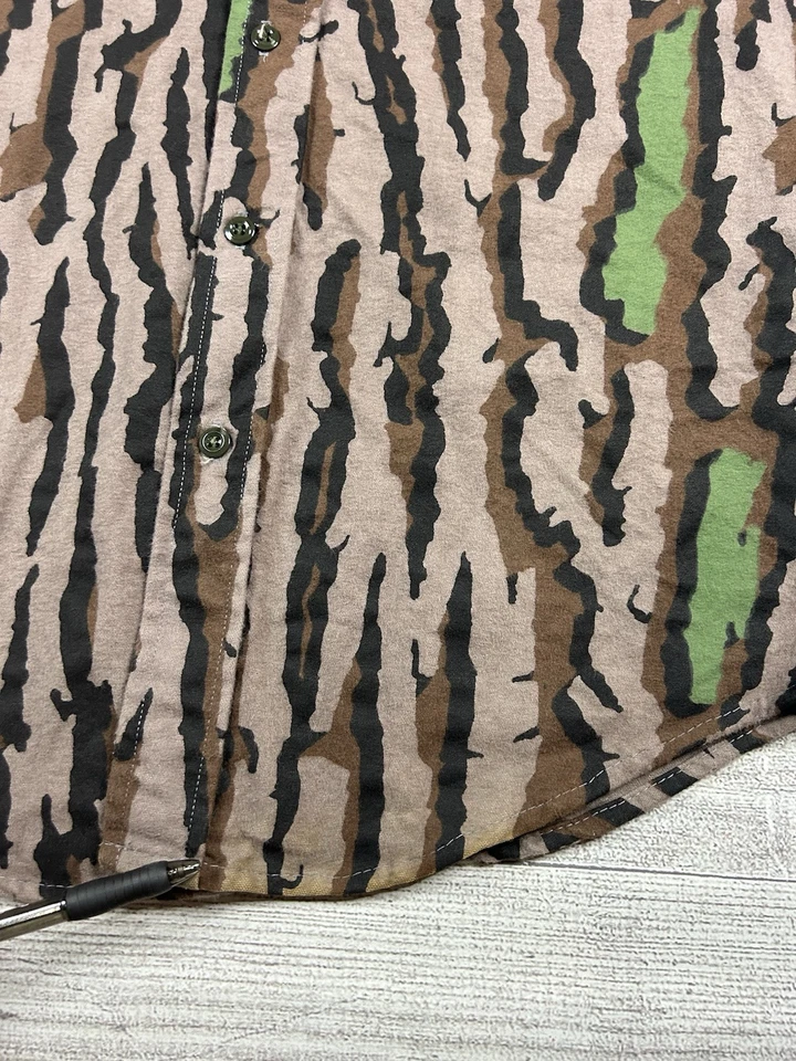 Vintage DUXBAK Camo Chamois Flannel Shirt Men's Medium Trebark Green Leaf - Image 3 of 4