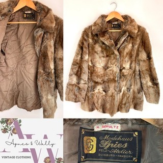 Abrigo de piel real marrón claro True Vintage totalmente forrado talla aprox M
