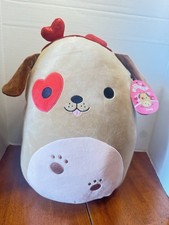 NEW Squishmallows 14” Inch Doug The Brown Dog with Hearts & Paws Valentine’s Day