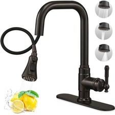 3 Modes Oil Rubbed Bronze Kitchen Faucet with Pull Down Sprayer, 360 Degree S...
