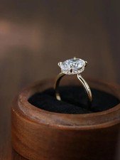 Anello 2 carati taglio ovale certificato diamanti artificiali grown diamante argento 925