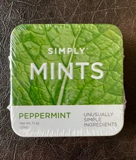 Simply Mints Peppermint Breath Mints 30 ct Tin VEGAN, KOSHER, NON-GMO Exp 2026