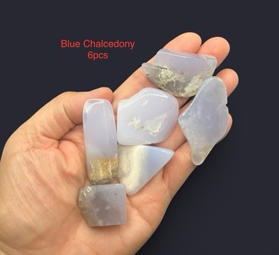 Blue CHALCEDONY Stones From Turkey 6pcs 107.3g Total  RARE!!