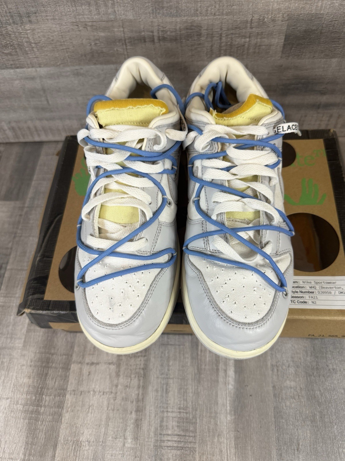 OFF WHITE X NIKE Nike Off White x Dunk Low lotto 05 di 50 OG tutte con cravatta zip e documenti uomo 10 5