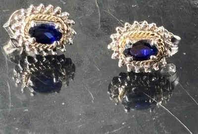 Schöne Sterling, 10k und Saphir Ohrringe! Juwelier Kariert! TOP!