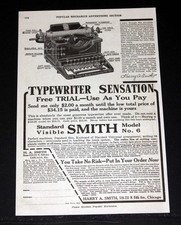 1917 OLD MAGAZINE PRINT AD, THE STANDARD VISIBLE SMITH MODEL NO. 6 TYPEWRITER! thumbnail