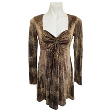 Show Me Your Mumu Dominique Dress Gold Bronze Metallic Starburst Mini Small