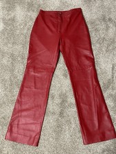 Vintage Cueros S.A. Women's red Lambskin leather Bootcut pants Size 42