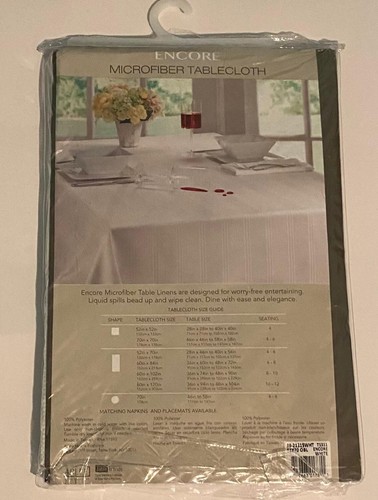 New Arlee SPILL PROOF Encore Microfiber Tablecloth White 52" X 70" - Picture 2 of 4