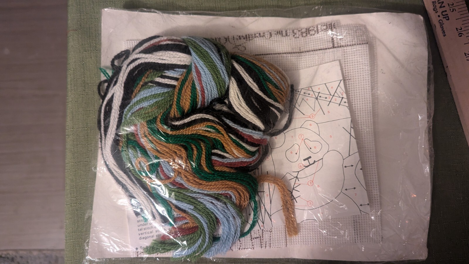 PEKING PANDA Bears complete Crewel Kit w/ Instructions, Persian Wool and canvas