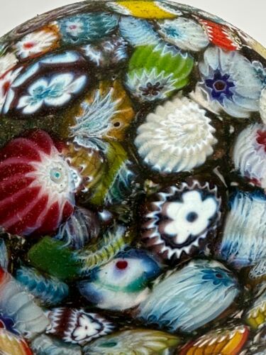 Selten Vintage matt Millefiori Murano großer Briefbeschwerer 2 1/2" T x 3" D - Bild 3 von 8
