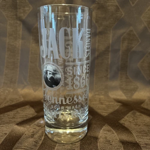 Jack Daniels Old No.7 Drinking Glass Sour Mash Tennessee Whiskey Etched 6”Tall