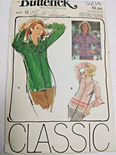 Blouse Top Scarf 12 Butterick 5214 Classic Sewing Pattern UC VTG 70s Button Up