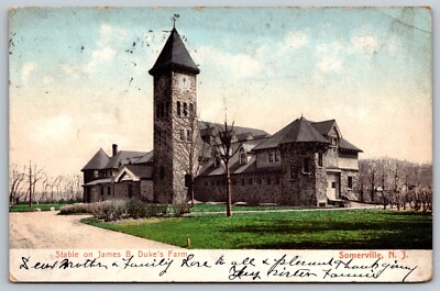 Stable on James B Duke's Farm Somerville New Jersey Undivided Back Postcard