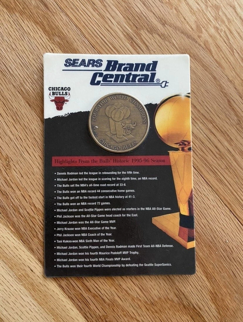 Chicago Bulls Four Time World Champions Commemorative Coin Sears Brand Central