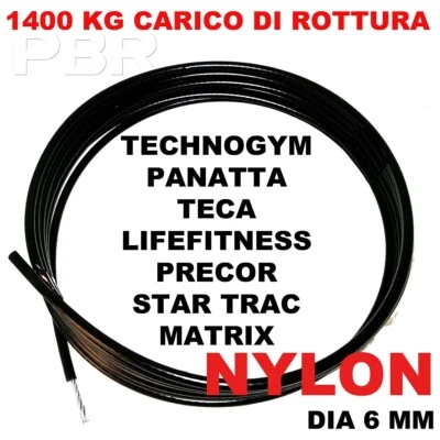 CAVO MAGGIORATO 6 MM FUNE PALESTRA BODY BUILDING IN ACCIAIO RICOPERTO PU STEEL R