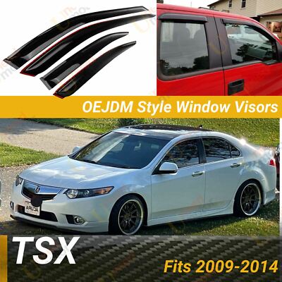 Fits Acura TSX 2009-2014 OEJDM Style Window Vent Visor Wind Guard Deflectors