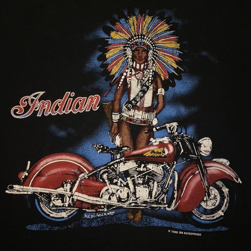 Vintage 1988 Indian Motorcycle Graphic Tee SS USA 80s Biker RARE 