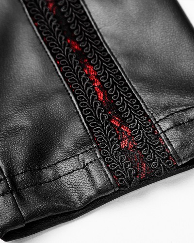 Punk Rave Mujer Leggings Góticos Pantalones Negro Rojo Cuero Sintético Steampunk Encaje De Colección - Imagen 9 de 10