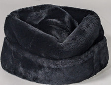 Vintage Russian Style Faux Fur Hat Ushanka Black Warm Trapper Cap Unisex Medium