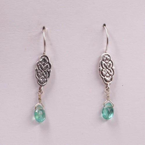 SOLID 925 STERLING SILVER JEWELRY CITRINE OXIDIZED HANDMADE DANGLE EARRING - Picture 8 of 8