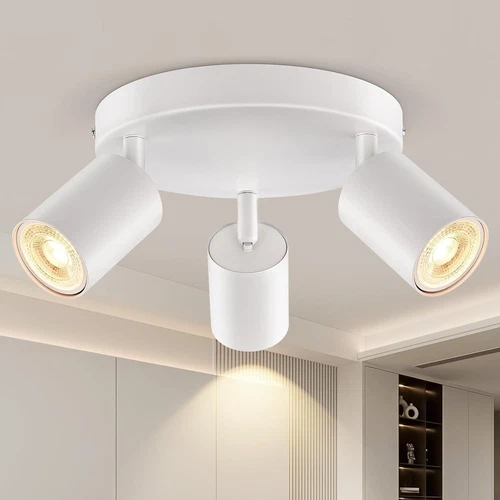 Modern 3 Way Adjustable LED Ceiling Spotlight Round Kitchen Spot Light GU10 Bulb - Picture 1 of 12