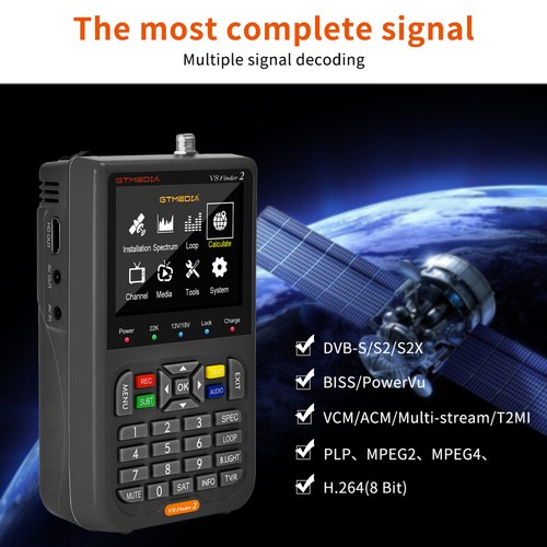 GTMEDIA V8 Sat Finder 2 Digitaler Satelliten DVB-S2/S2X Signalfinder H.264 R9C5 - Afbeelding 8 van 11