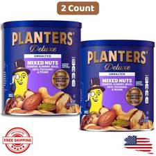 Planters Mixed Nuts, Un-Salted Deluxe Mixed Nuts, 15.25 Ounce, 2 Pack