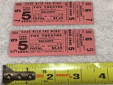 GONE WITH THE WIND 1940 VINTAGE THEATER TICKETS ticket Clark Gable Vivien Leigh 