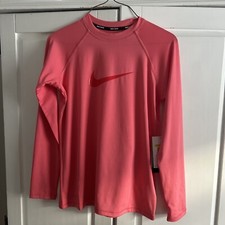 NWT Nike Swim Women's Long Sleeve Hydro Rash Guard SMALL NESSA421-683 $56 Coral