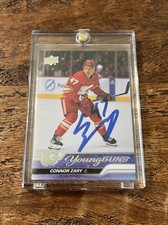 Connor Zary IP Signed UD Young Guns Card JSA Coa Flames Autographed