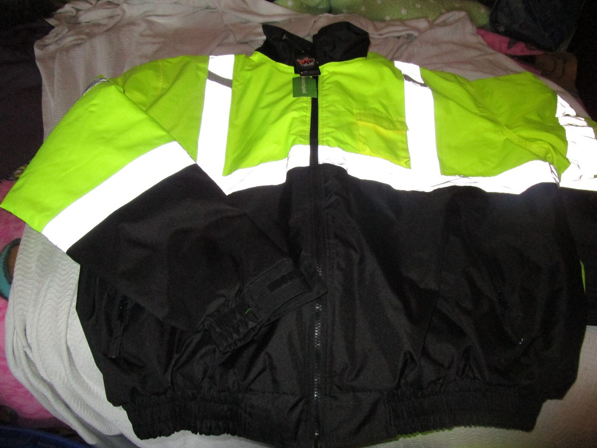 NWT WILD WEAR HIGH VISABILITY ANSI CLASS HOODED JACKET MENS YELLOW 3X  3XL