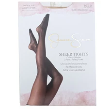 Jessica Simpson Control Top Smooth Sheer Tights 2 Pair Nude Size EF