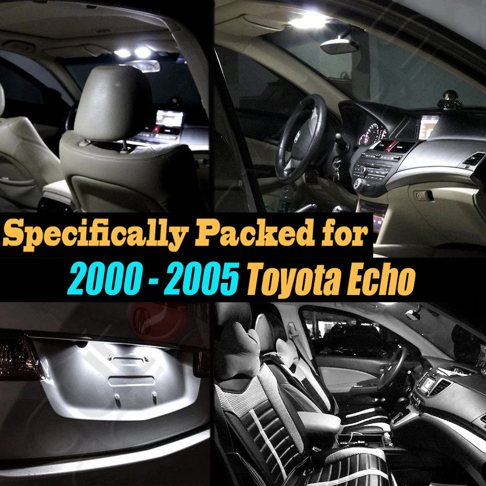 8Pc Super White Interior LED Light Bulb Kit Package for 2000-2005 Toyota Echo - Image 2 of 4