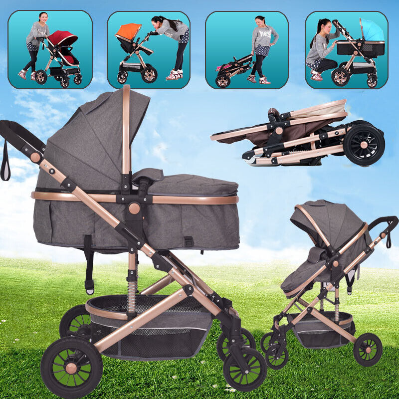 LUXURY Baby Stroller 9 in 1 Foldable Carriage Infant Travel Pram Kids Pushchair