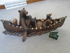 Jeff Fleming Big Sky Carvers "Canoe Trip " Bear Sculpture 49902 Bear foots 24"W