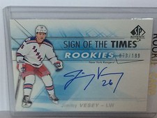 2016-17 SP Authentic Rookies Sign of the Times Jimmy Vesey /199